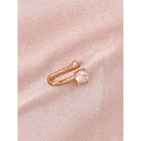 GOLD DIAMOND NOSE RING CUFF - Picture 2 of 6